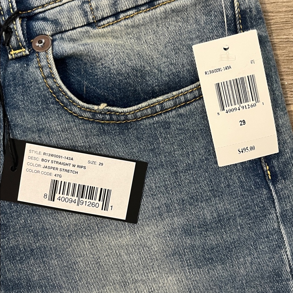 NWT R13 Boy Straight with Rips - Picture 2 of 14